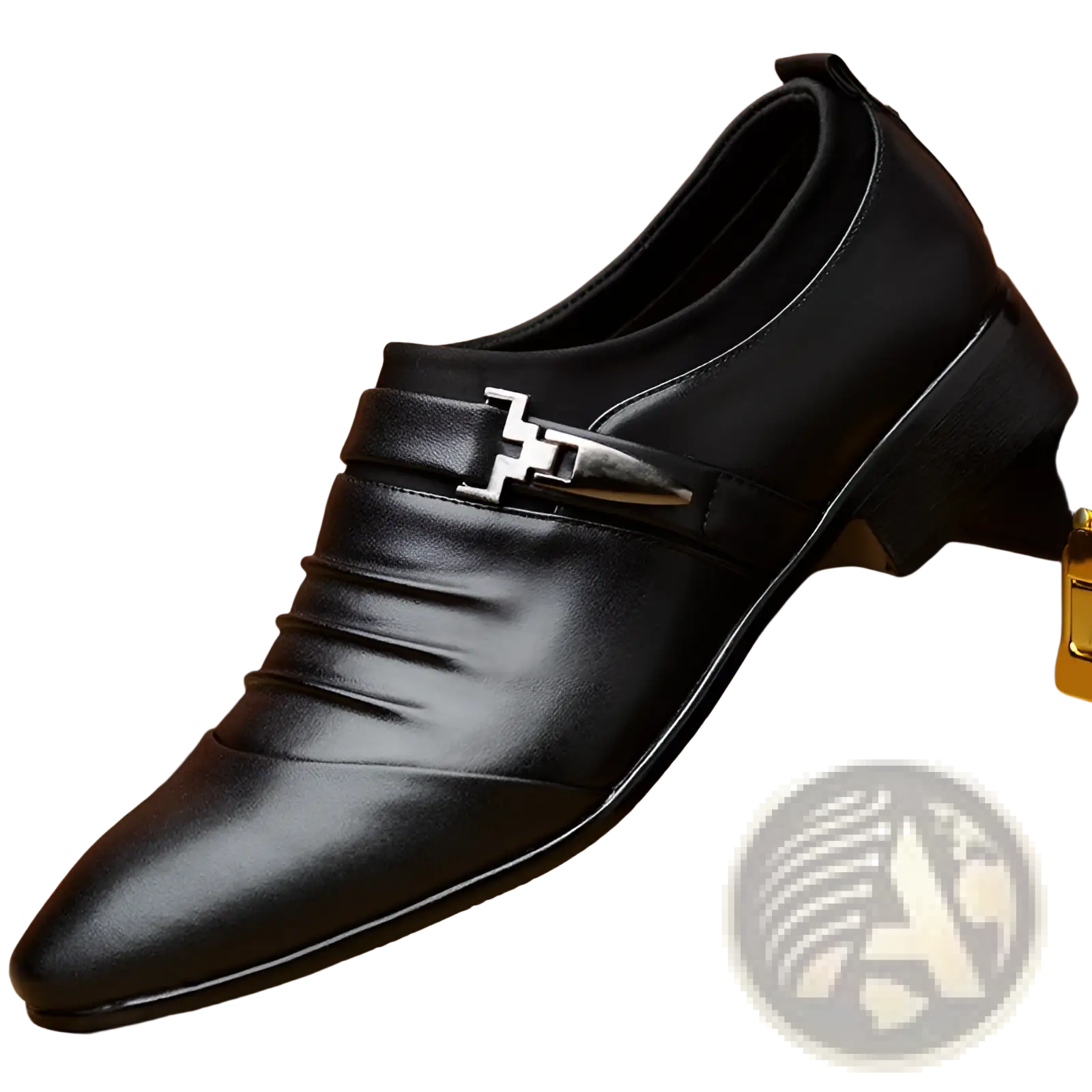 White pointed leather formal shoes with silver buckle – ARBA Global