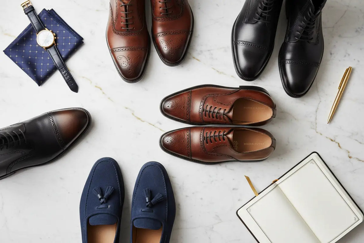 Brown leather brogue oxford shoes with detailed perforated patterns and polished finish for comfortable wear.