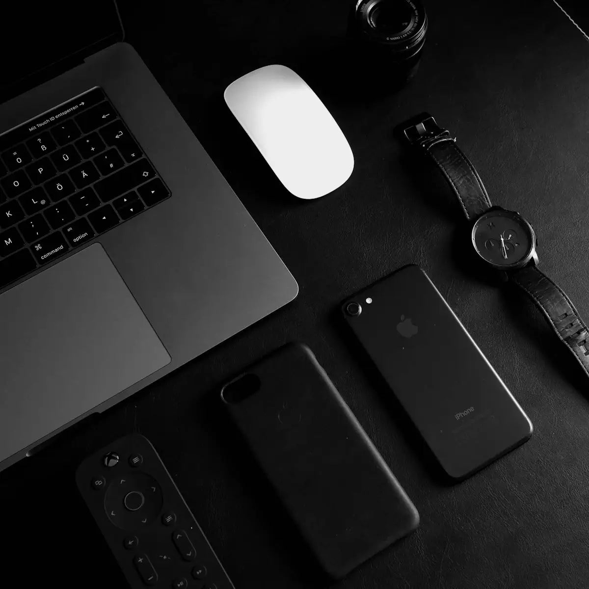 Black Apple iPhone 7 with matte finish back side showcasing minimalist design in fast global tech shopping article.