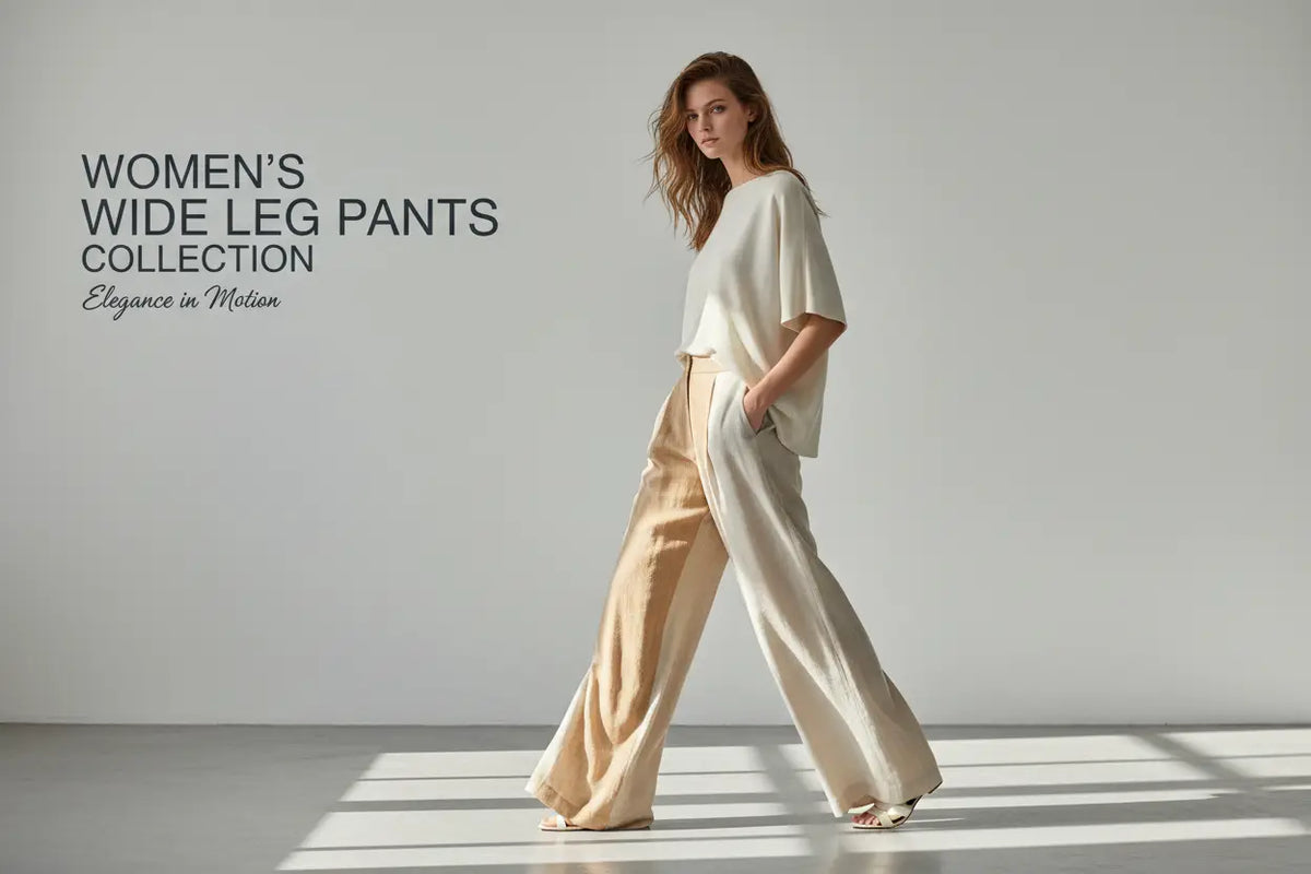 Cream-colored wide-leg pants with a flowing relaxed fit from the chic wide leg pants collection