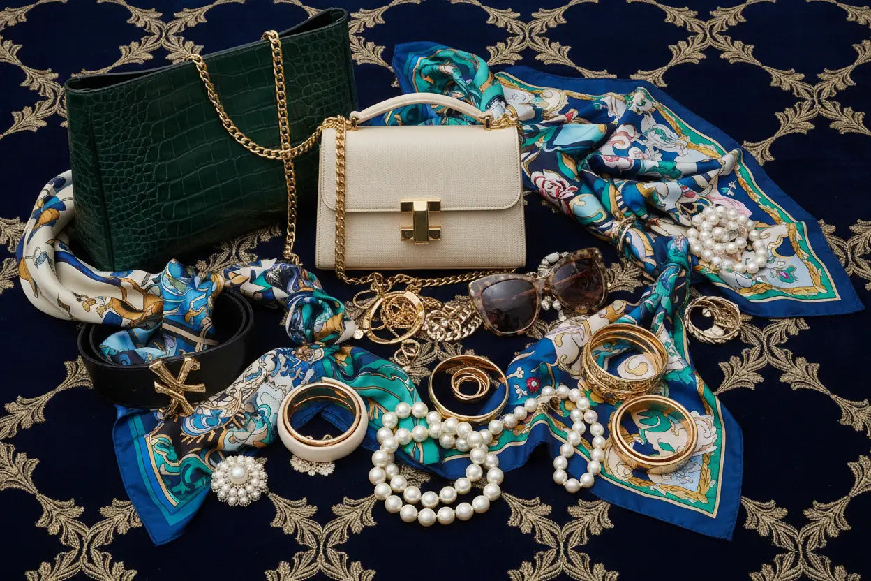 Cream-colored leather handbag with gold-tone hardware and distinctive t-shaped clasp in designer fashion accessories collection.