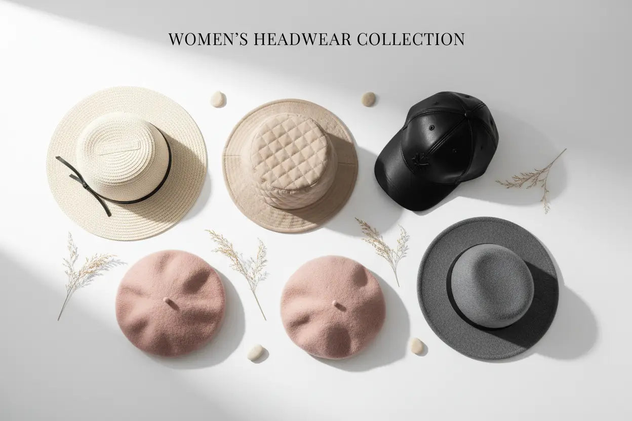 Beige straw fedora with black ribbon band from designer headwear and stylish caps collection.