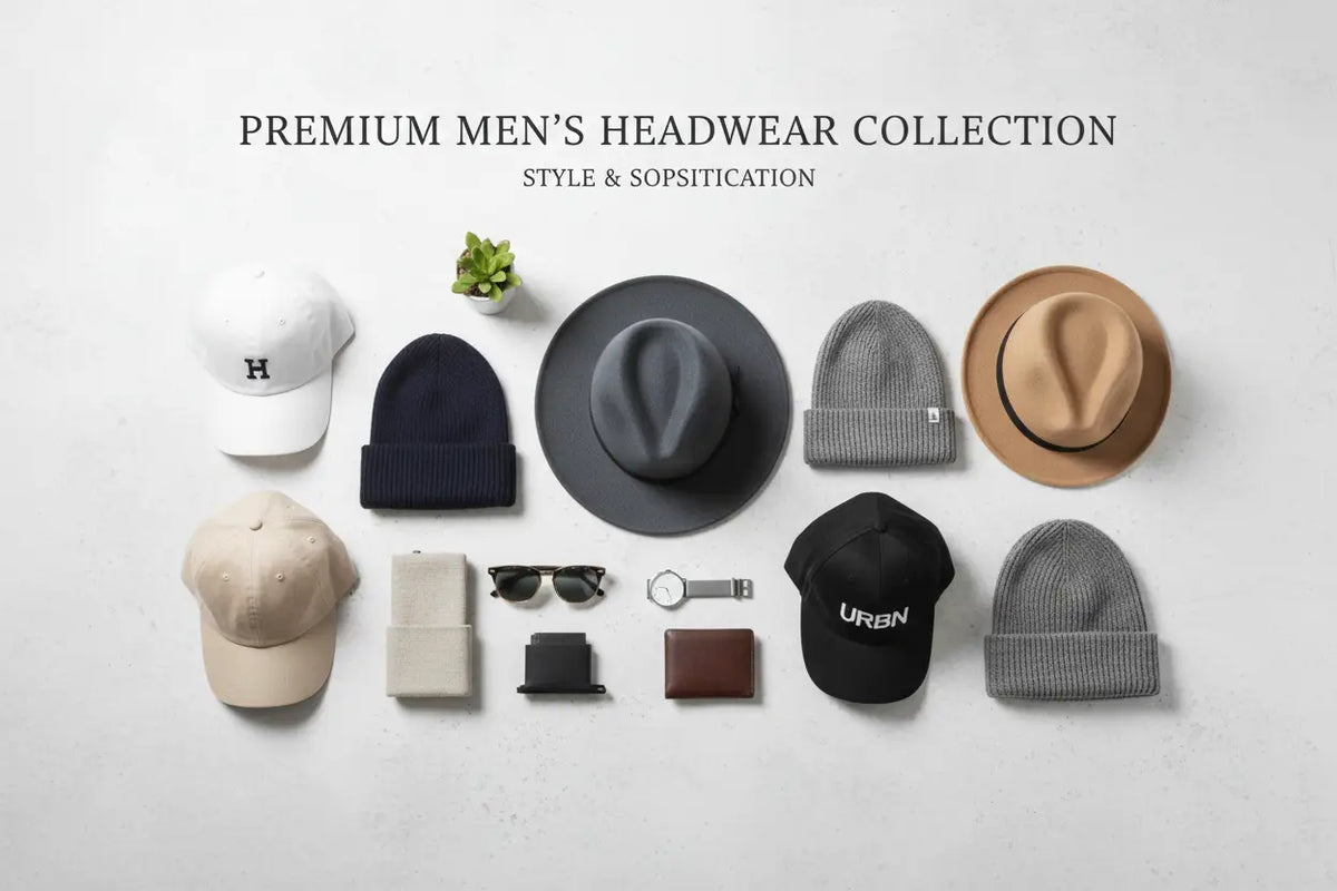 Black beanie with ribbed cuff and white embroidered logo from men’s designer hats and caps collection