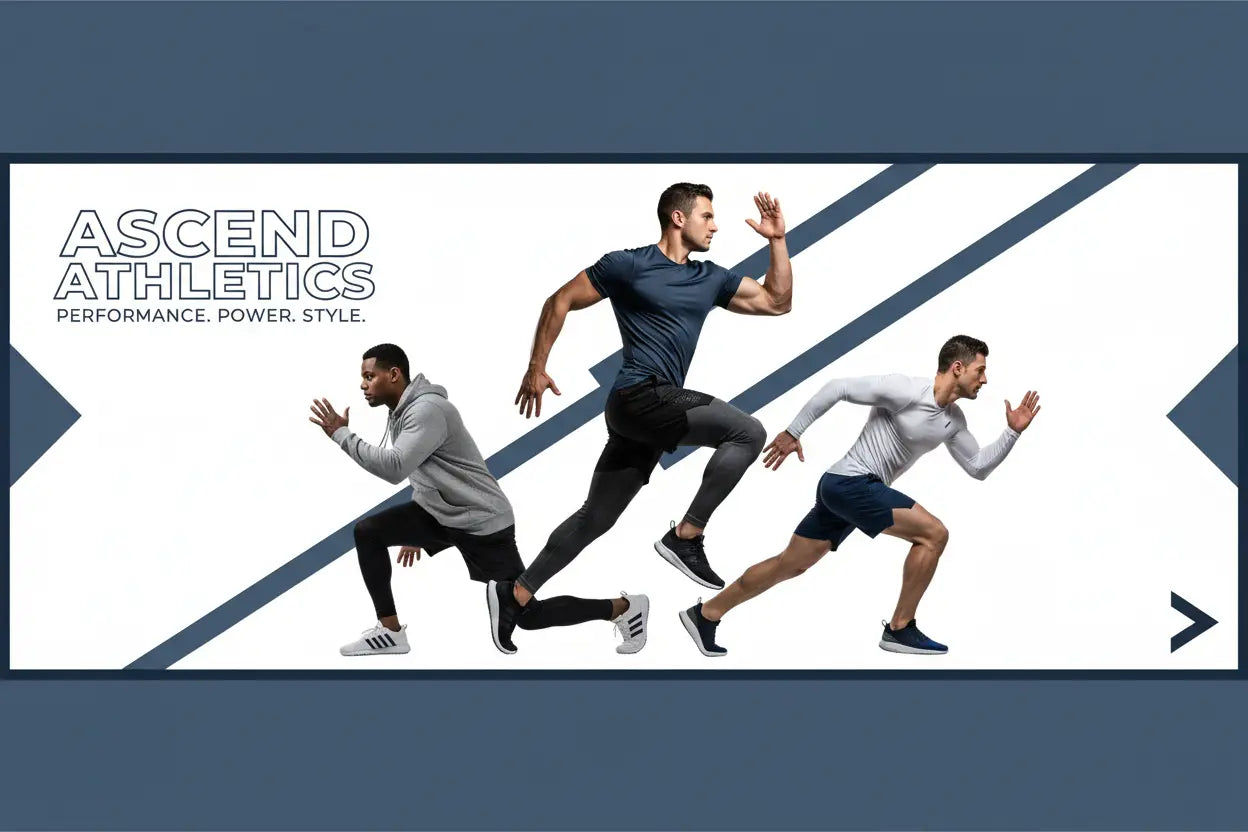 Three athletic men in motion wearing ascend athletics men’s high performance activewear performance apparel