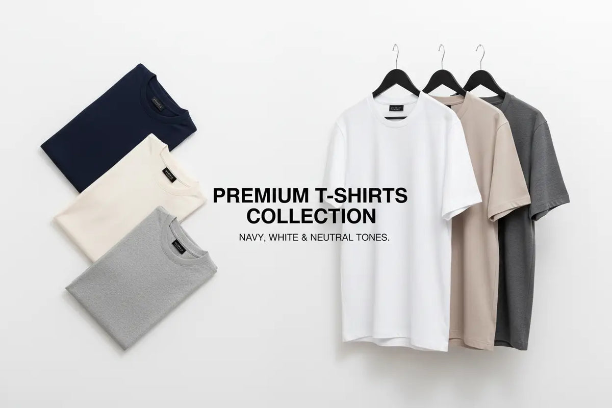 White cotton t-shirt with classic crew neck and short sleeves from the mens premium t shirts collection in neutral tones