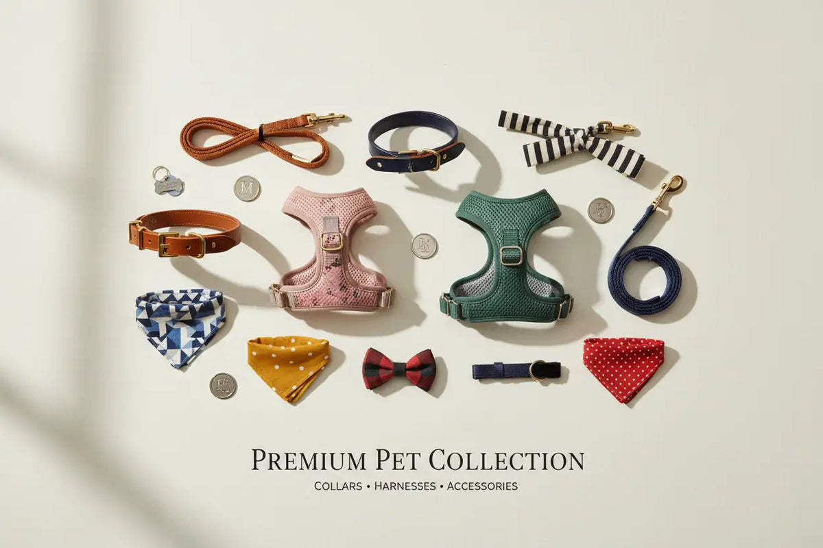 Pink textured pet harness made of durable fabric shown from the back in a pet collars and walking accessories collection