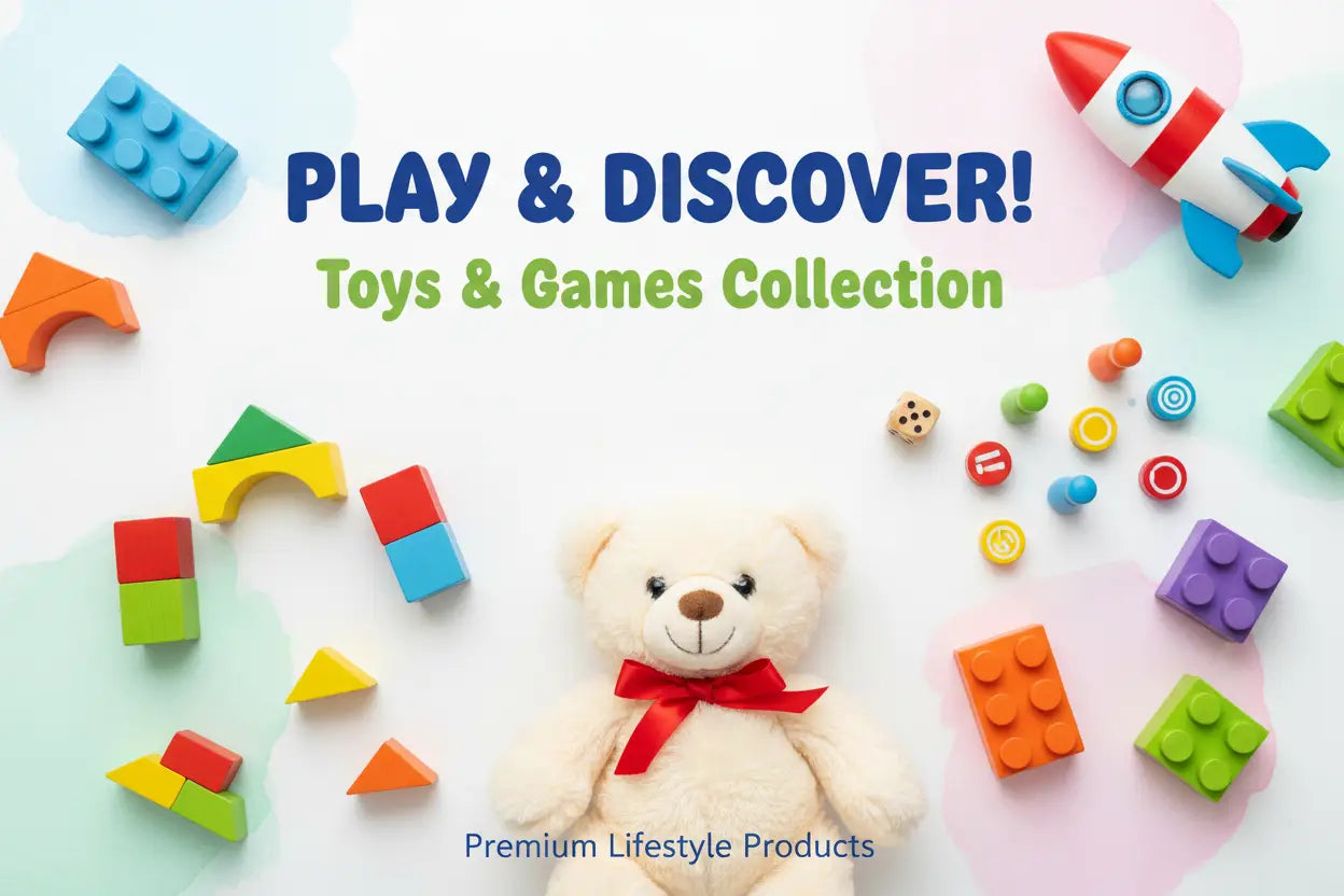 A plush cream-colored teddy bear with a red ribbon in the premium kids toys and games collection.