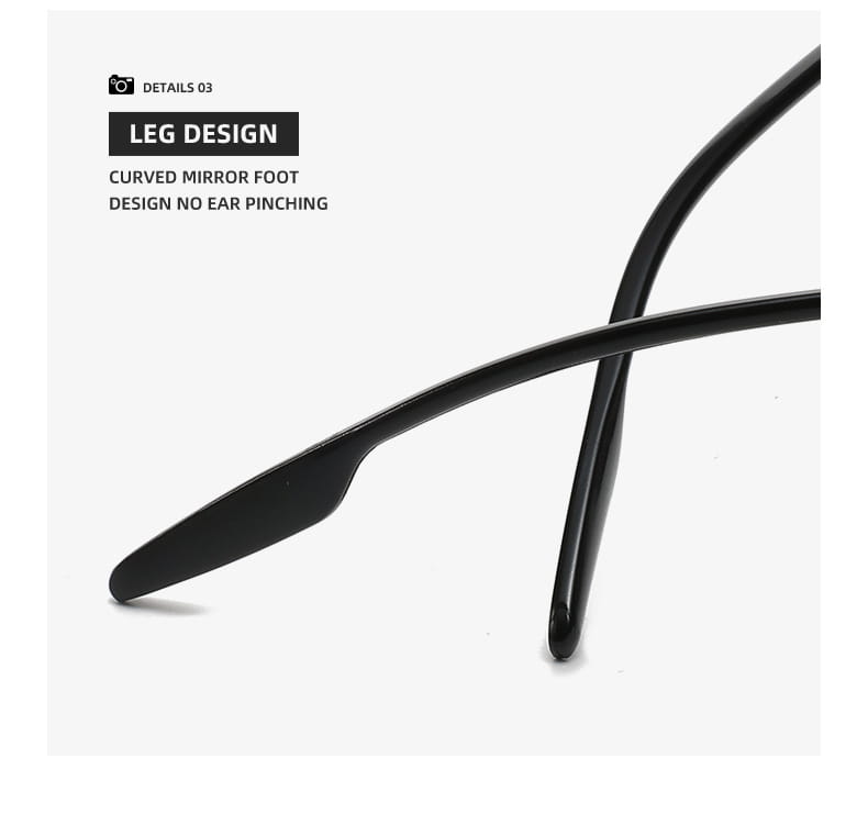 black curved mirror foot temple of geometric shield uv400 fashion sunglasses with sleek ergonomic design shown from the back side