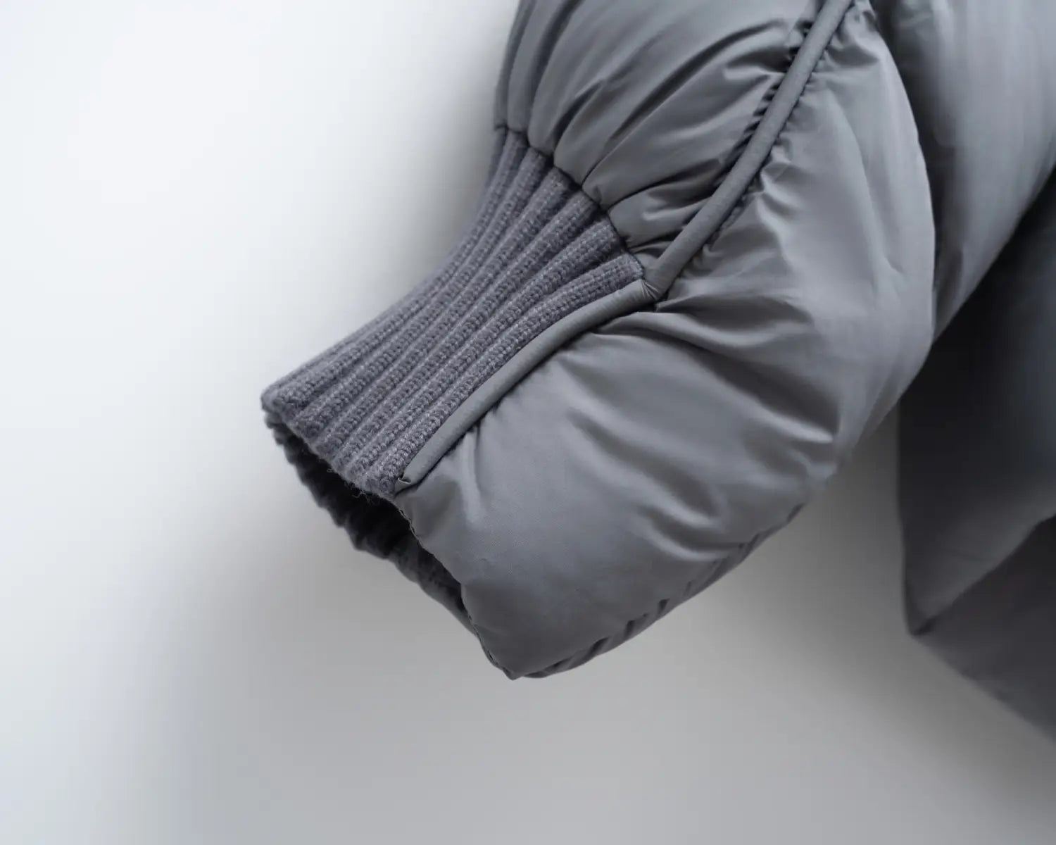 gray down jacket patchwork large lapel korean style sleeve with ribbed knit cuff