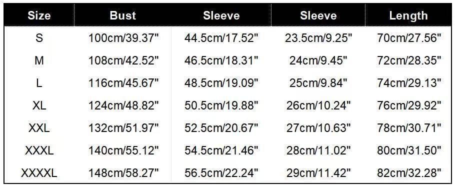 L’image présente un tableau des tailles en centimètres et en pouces pour l’ensemble short polo à demi-zip en maille nid d’abeilles, disponible du S au XXXXL.