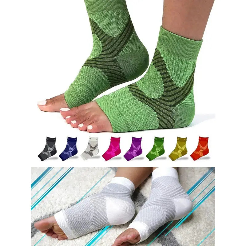 Chaussettes de compression de cheville de type manchon de maintien athlétique vertes, présentant un motif texturé pour un soutien et un confort améliorés