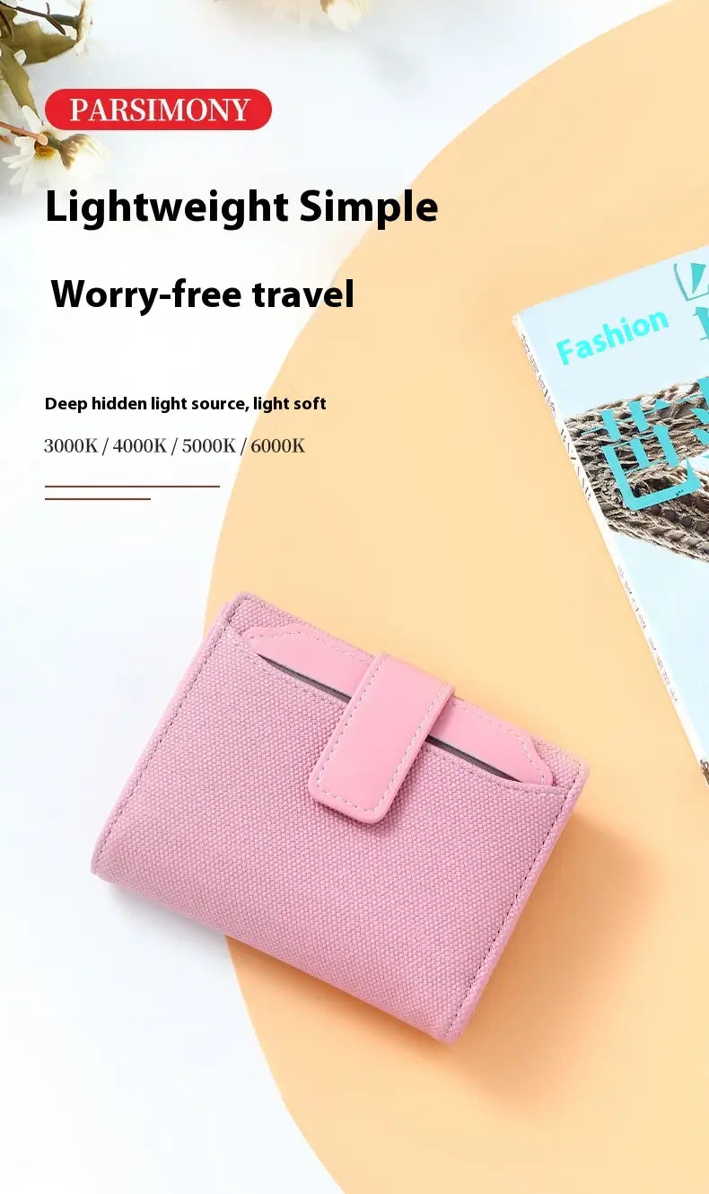 Leather wallet womens short woven textured purse in pink leather with a matching flap closure.