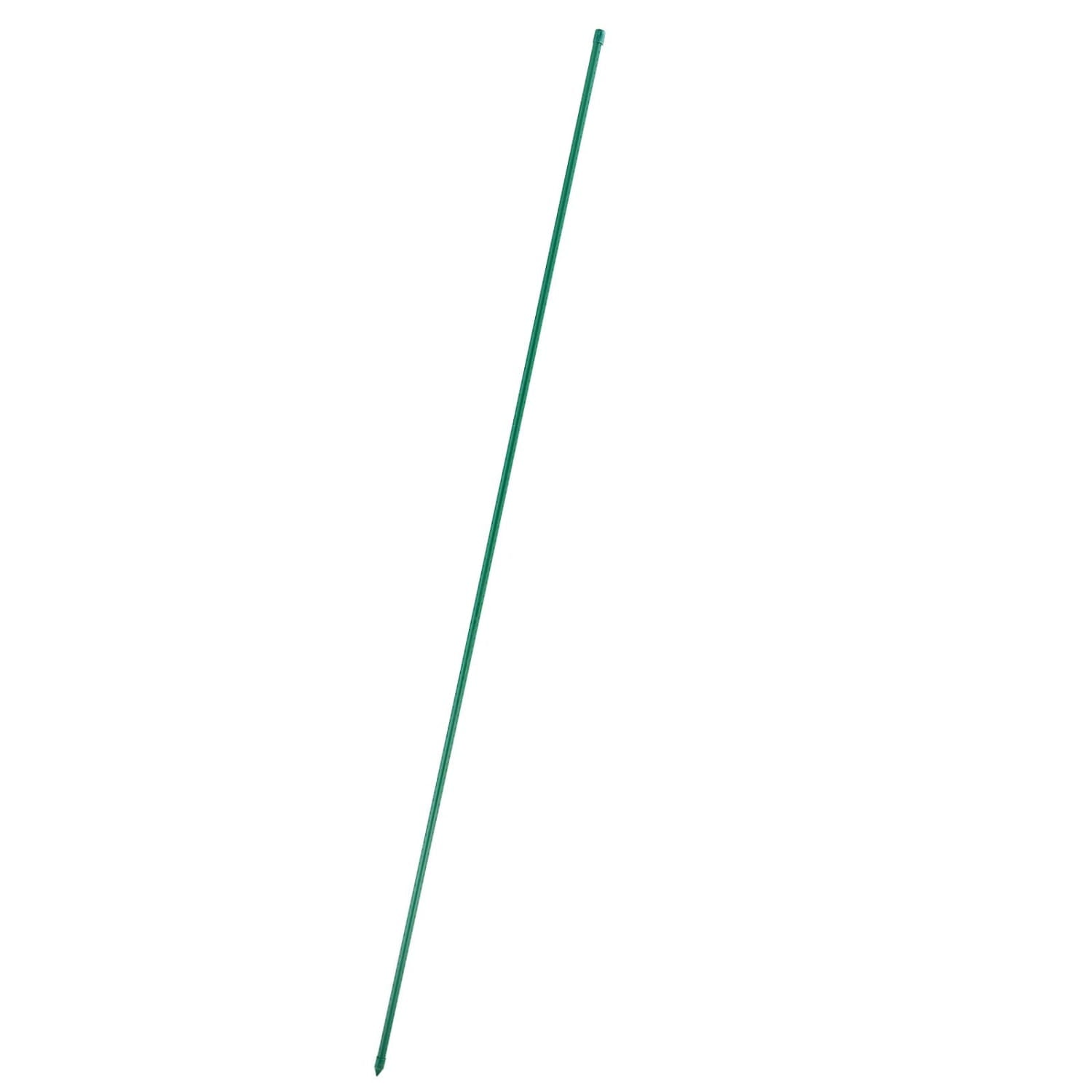 green metal garden stake with pointed tip from a 50 pack of 46 inch plastic coated metal garden stakes