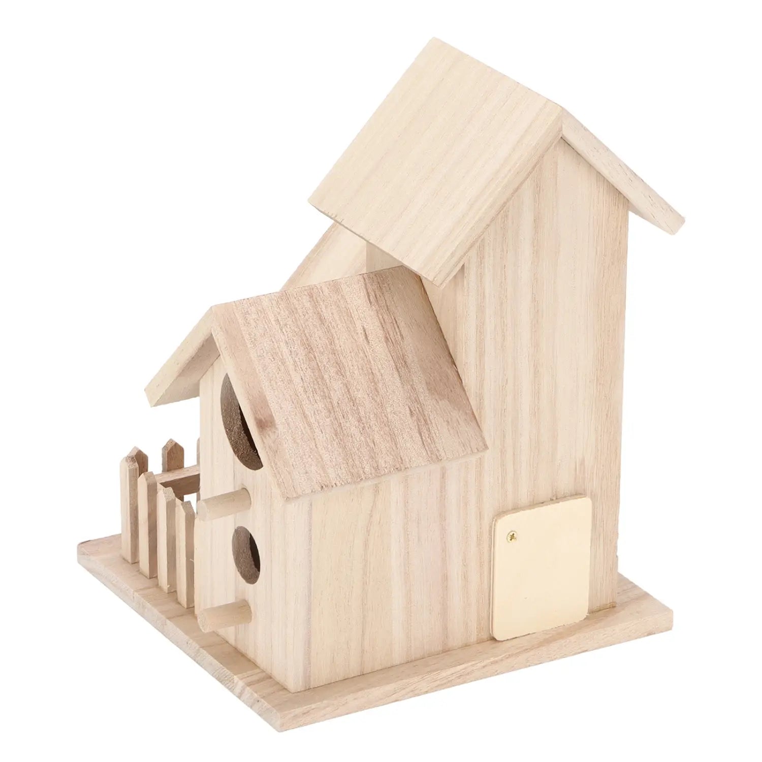 Casa para aves exterior de paulownia, de 3 compartimentos, para nidos en el jardín