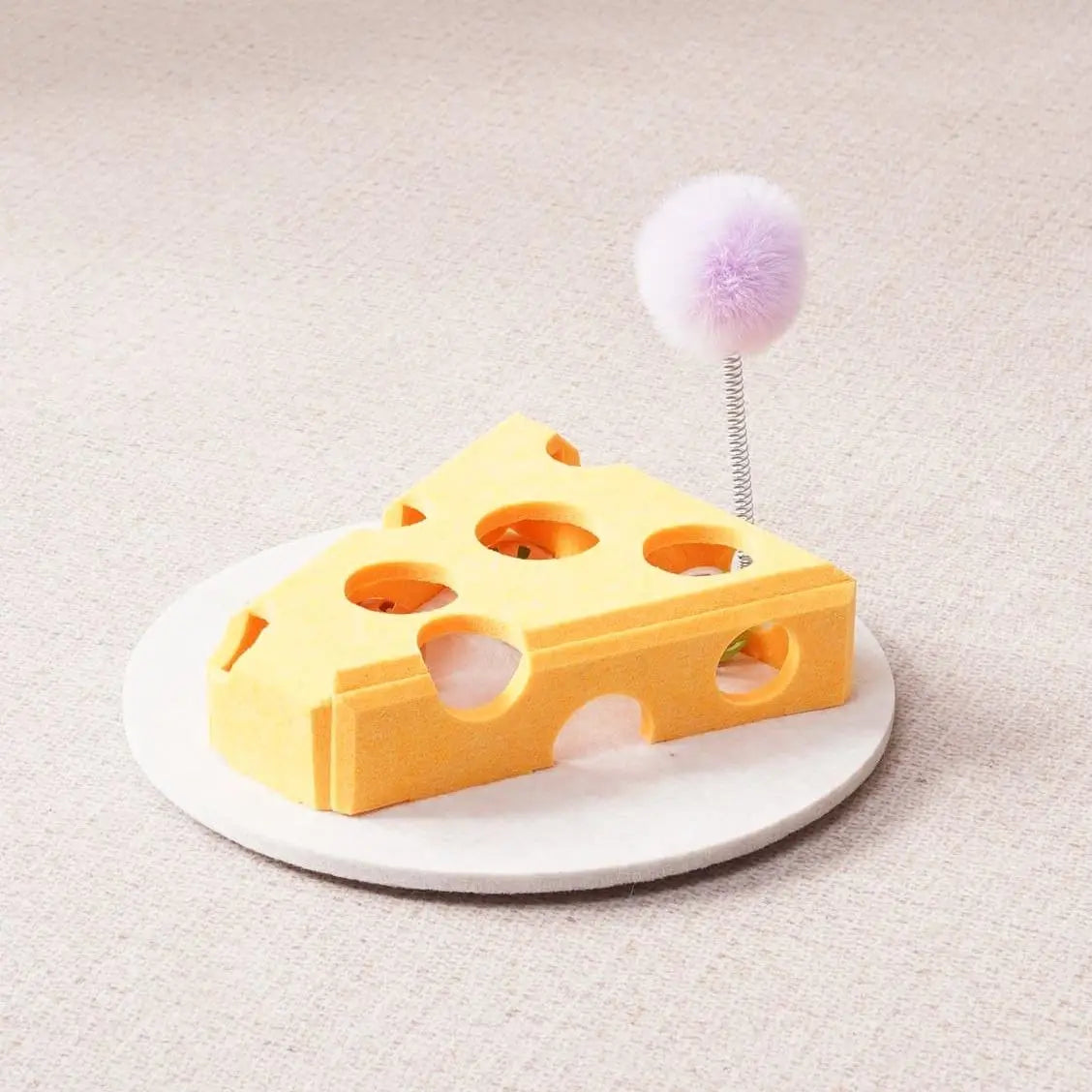 Cat Puzzle Toy with Spring Wand and Suction Cup Base
