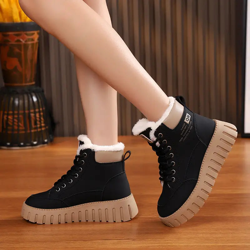Women’s Lace Up Fleece Lined Winter Fashion Snow Boots