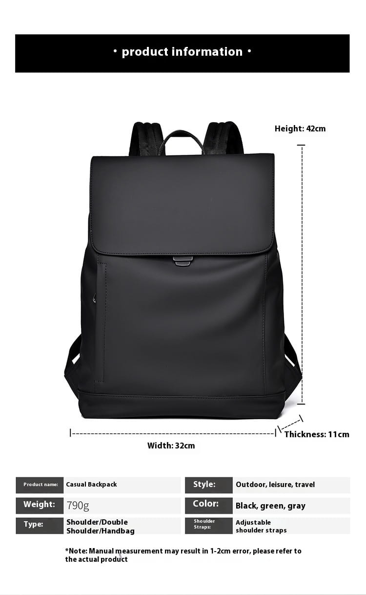 Schwarzer Business-Reise-Rucksack für Herren in Groß mit Nylon, mit verstellbaren Schulterriemen und elegantem minimalistischen Design.