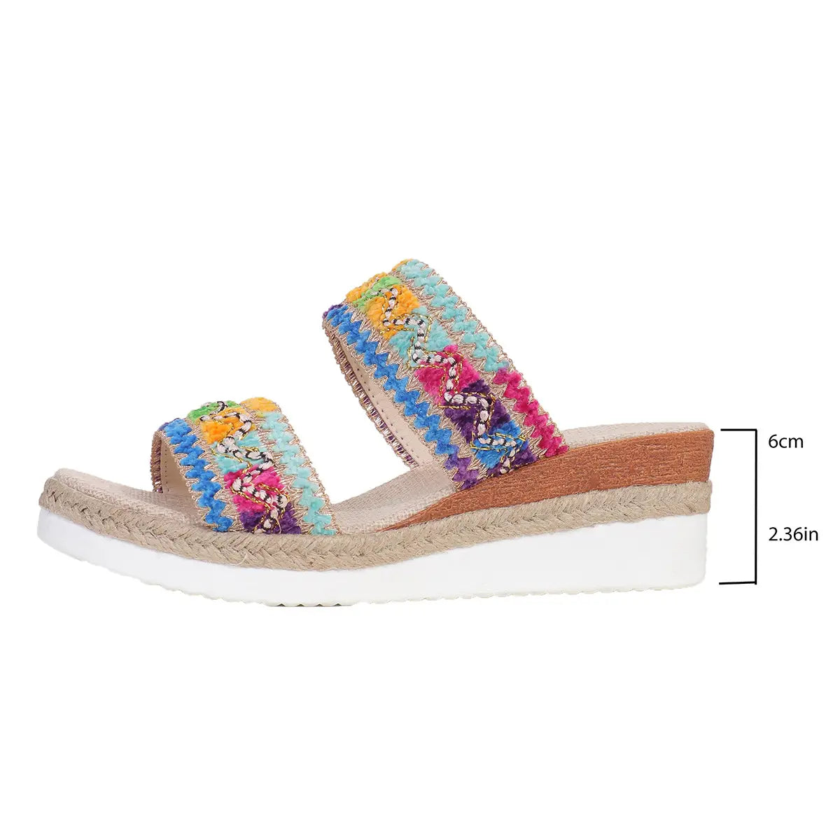 beige woven wavy pattern ethnic wedge espadrille sandals for women with gold zigzag embroidered straps