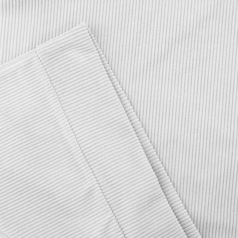 Slim fit corduroy patchwork pullover in light gray featuring distinct vertical ribs and a soft textured fabric with contrast accents.