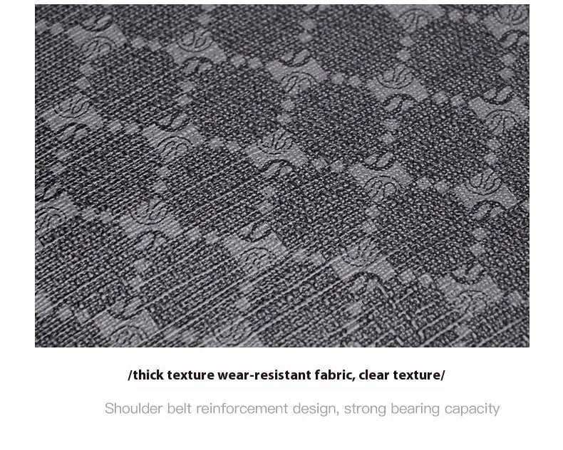 Dark gray woven pu fabric with a subtle repeating pattern of interlocking circular motifs on the Shark backpack large capacity geometric business pu bag.