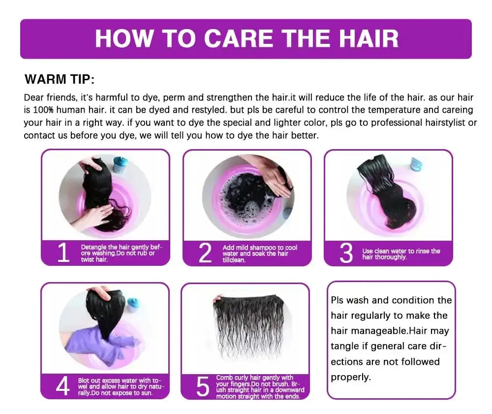 lots de cheveux humains ondulés « body wave » noirs placés dans un bol rose, préparés pour le lavage et la mise en condition, dans le cadre d’un ensemble d’extension en 4 pièces