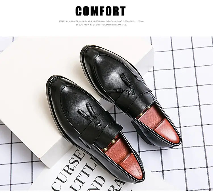 Mocassins en cuir à gland poli pour hommes