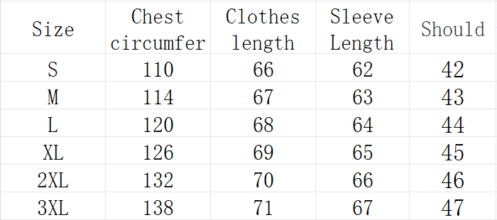 Size chart for navy blue winter parka with faux fur hood showing measurements in centimeters for sizes s through 3xl.
