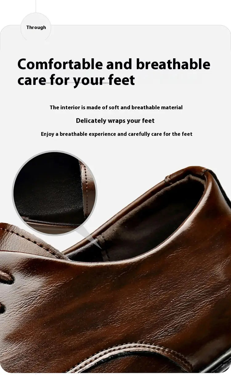 Chaussure de ville habillée Oxford en cuir marron pour homme, avec doublure intérieure souple et respirante pour les mariages