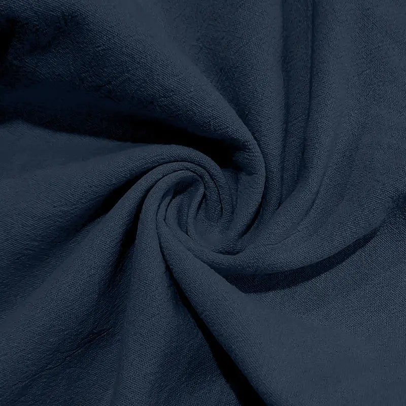 men’s linen joggers casual drawstring pants in dark blue soft-textured fabric with a subtle woven pattern.