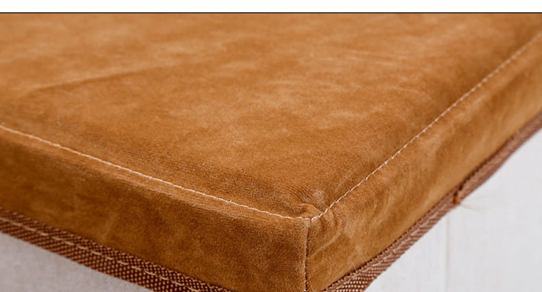 tan suede cushion with visible stitching along the edges on foldable dog stairs plush pet steps with 25kg capacity