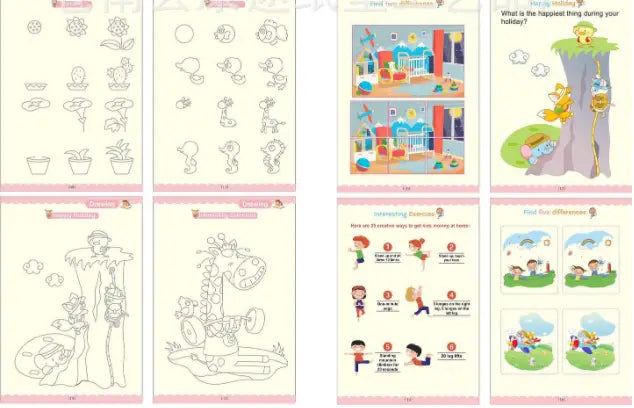 children’s activity workbook from sank magic practice copybook set for kids preschoolers featuring outlined illustrations for coloring and interactive exercises.