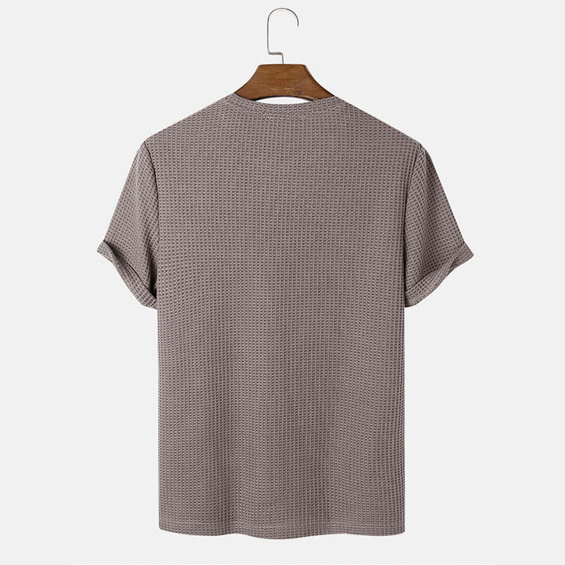 Herren Slim Fit Waffelstrick Henley T-Shirt