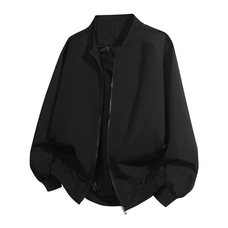 Herren-Bomberjacke in einfarbigem Design in Schwarz mit einem eleganten, modernen Design und dezenten Nähten.