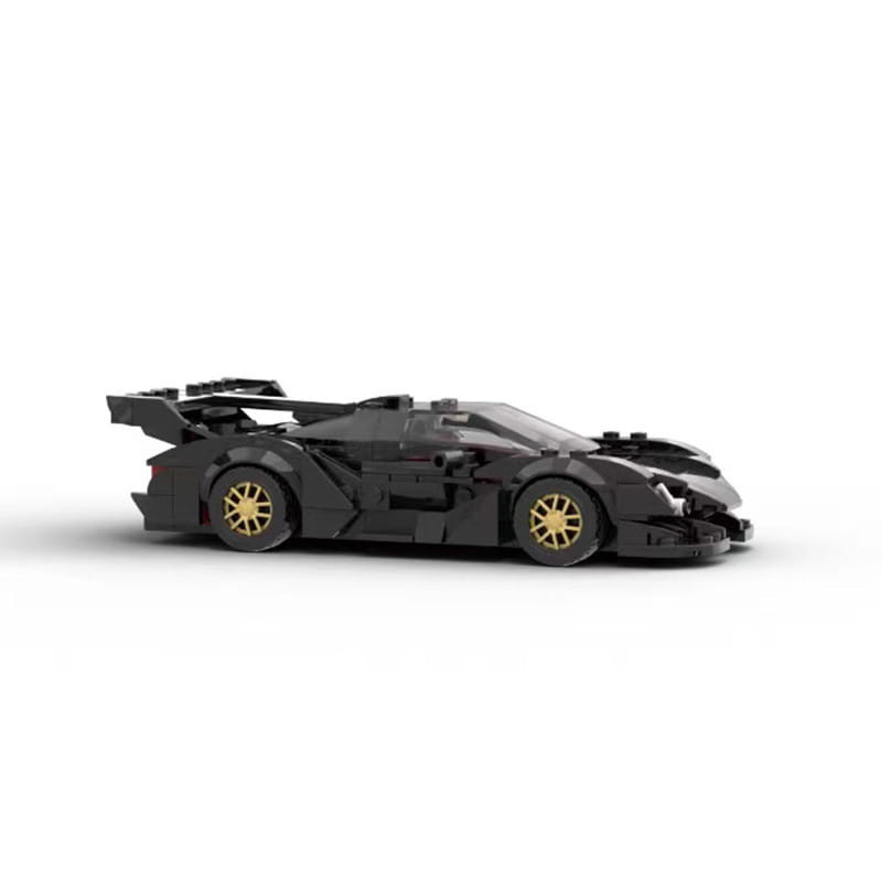juguete de bloques de construcción con estilo de coche deportivo de alto rendimiento de la serie Apollo en color negro de LEGO Technic, con aros dorados