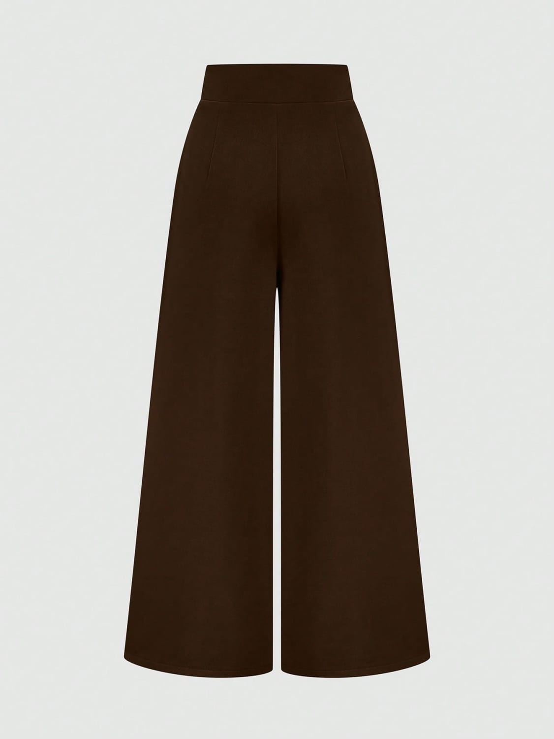 Pantalon ample taille haute marron au design minimaliste et épuré, adapté aux tenues formelles comme décontractées.