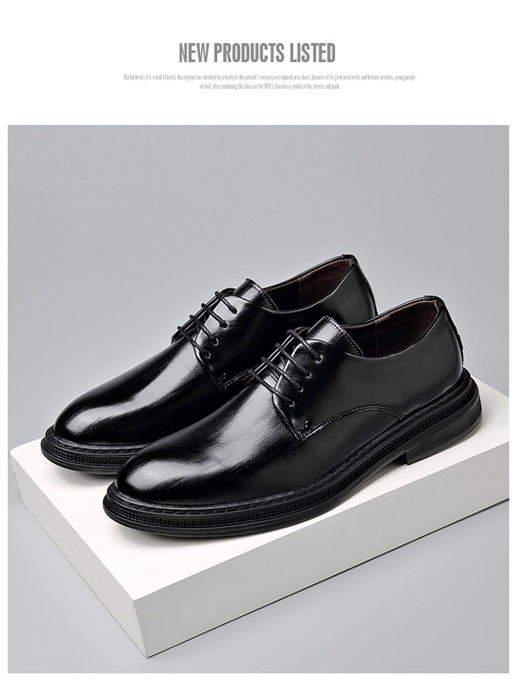 Chaussures de ville habillées Oxford en cuir noir pour homme, finition polie, design à lacets et semelle en caoutchouc robuste, idéales pour les mariages.