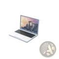 Miniature white laptop 1:12 scale dollhouse accessory with sleek minimalist design and illuminated mountain landscape screen