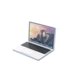Miniature white laptop 1:12 scale dollhouse accessory with sleek minimalist design and illuminated mountain landscape screen