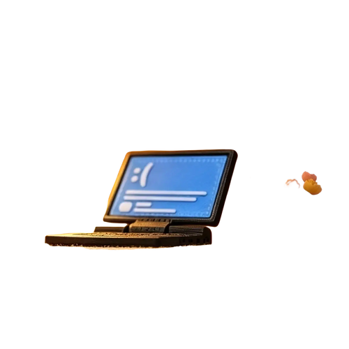 Black miniature laptop with blue error screen in 1/12 scale dollhouse laptop accessory for dollhouse decoration