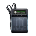 Black smart usb charger with transparent front panel for four aa aaa alkaline rechargeable 1.5v batteries