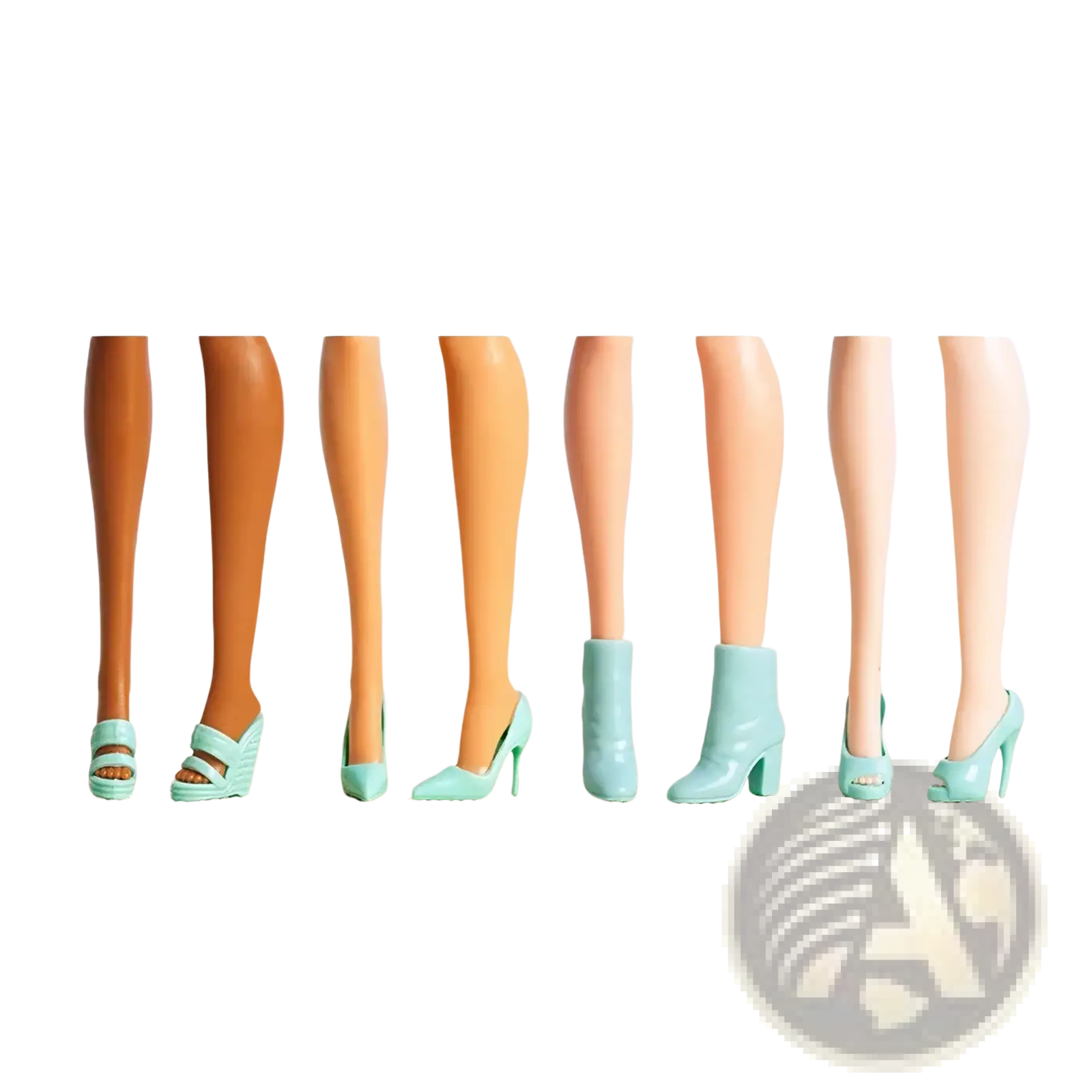 Mint green high heels in various styles and designs for 1/6 scale doll dress accessories and gift set