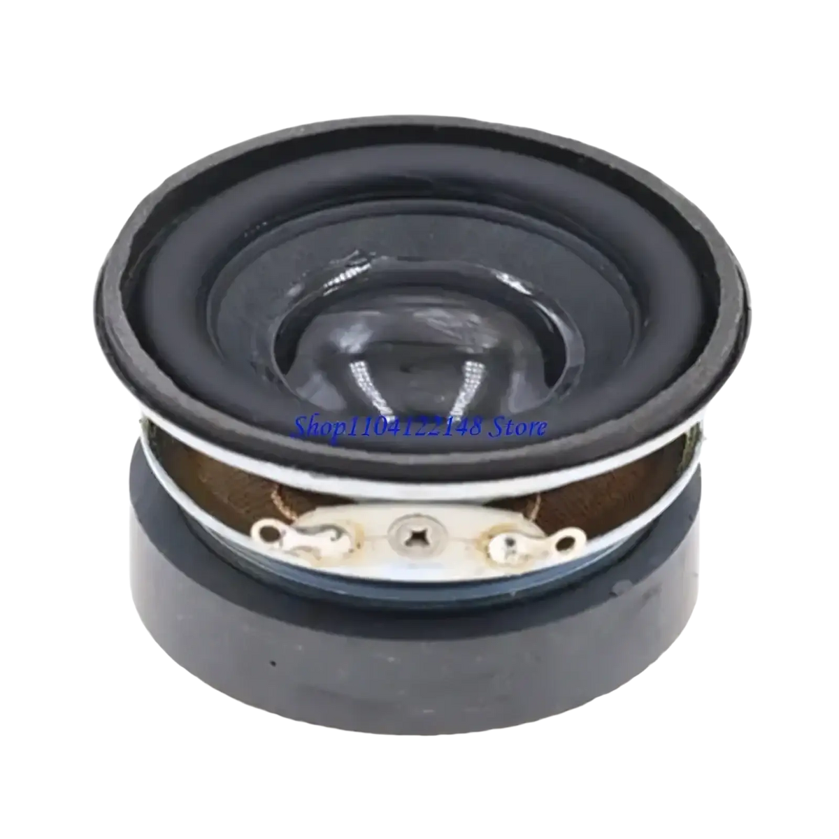 Black 1.75 inch 3w 4 ohm mini bass speaker with glossy cone and metallic mounting bracket for enhanced audio performance