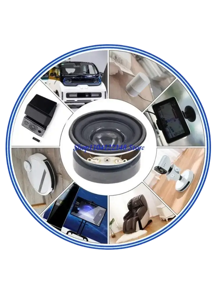 Black 1.75 inch 3w 4 ohm mini bass speaker driver with central cone and metallic mounting hardware