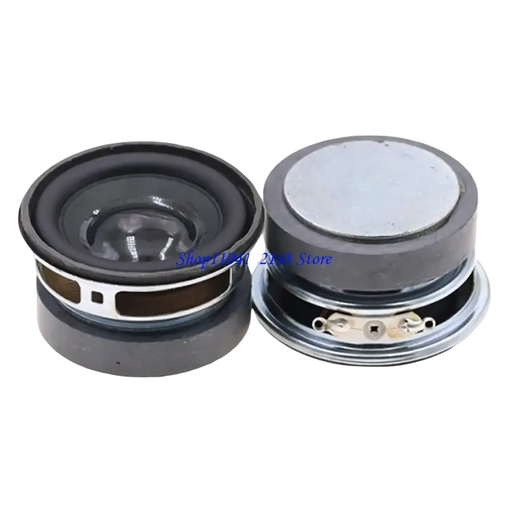 Black and silver 1.75 inch 3w 4 ohm mini bass speakers pair with a matte finish outer casing