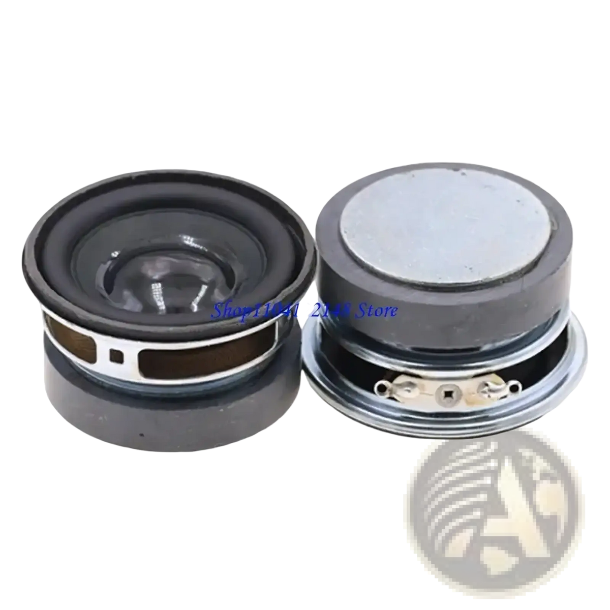 Black and silver 1.75 inch 3w 4 ohm mini bass speakers pair with a matte finish outer casing