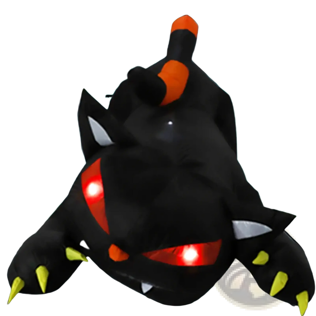 1.8m inflatable black cat led halloween yard decor plush halloween-themed creature with glowing red eyes and orange accents