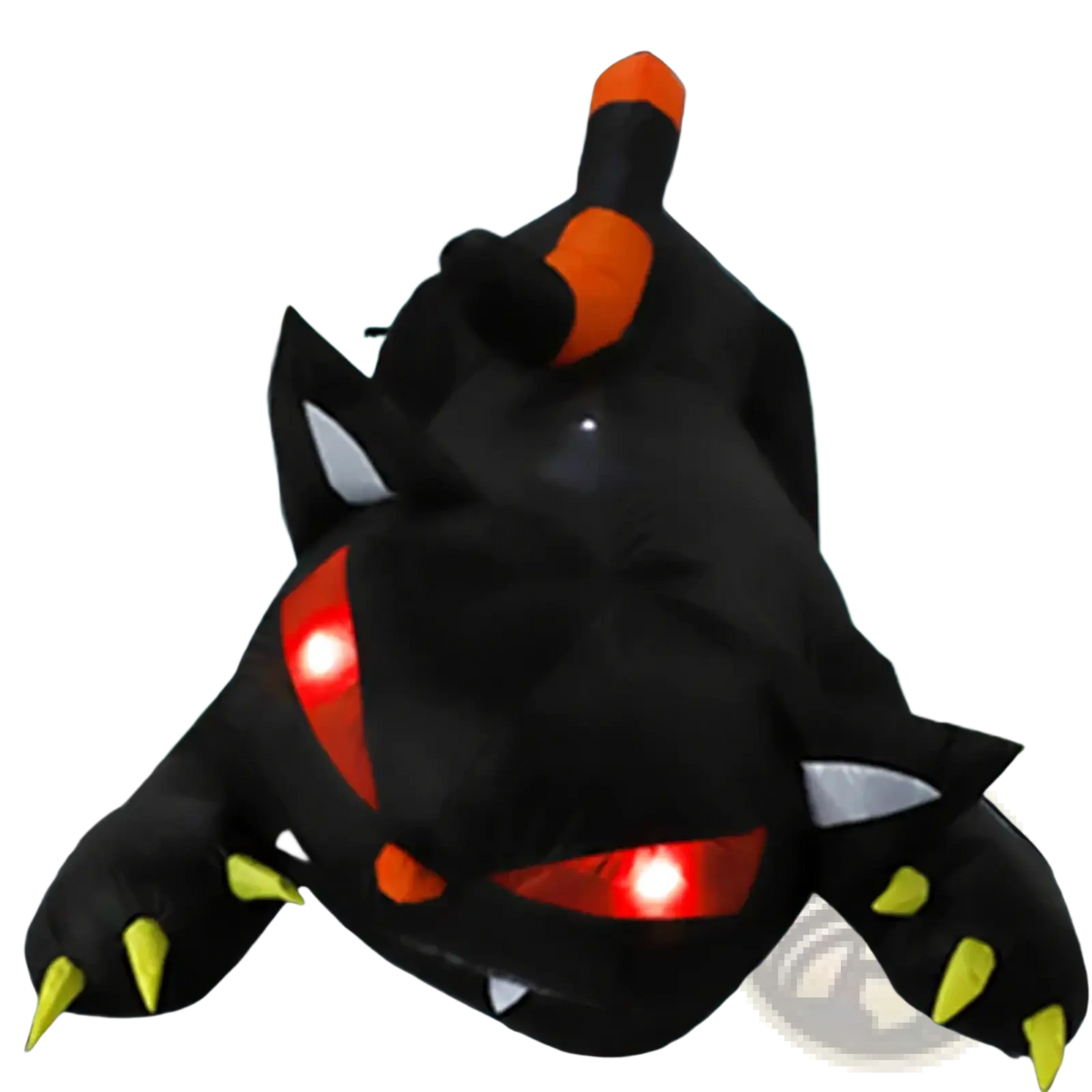 1.8m inflatable black cat led halloween yard decor plush halloween-themed creature with glowing red eyes and orange accents
