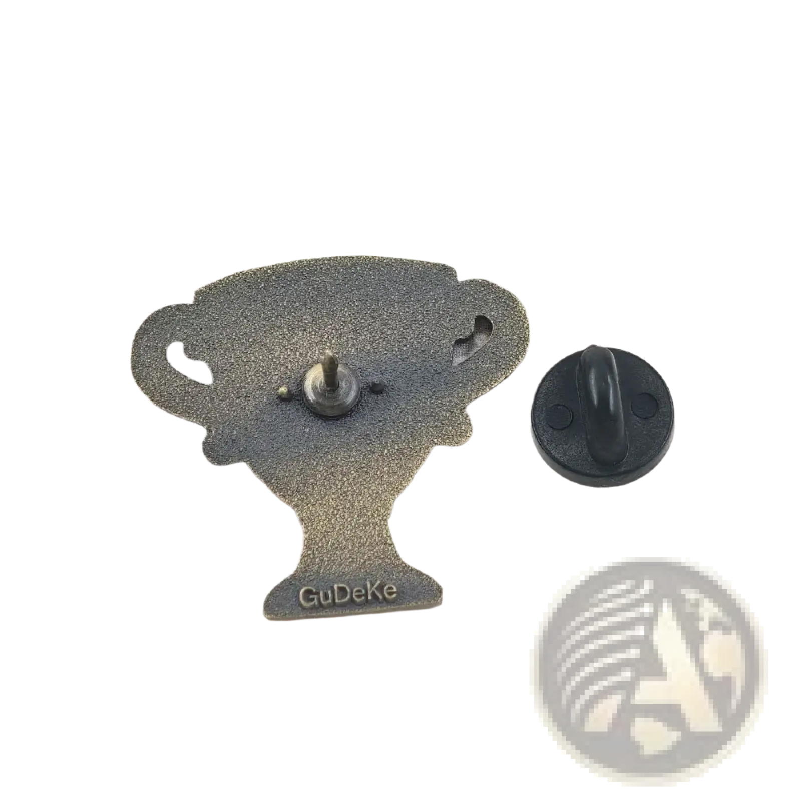 Antique bronze metal #1 dad trophy enamel pin with gudeke engraving at the base golden brooch design