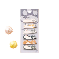 A cat memo pad and sticky notes set featuring 180 colorful cat-themed index stickers on a gray paw print card