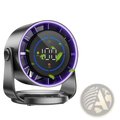 Black and purple rechargeable desk fan with digital display 100 speed settings metallic finish and 120 tilt angle